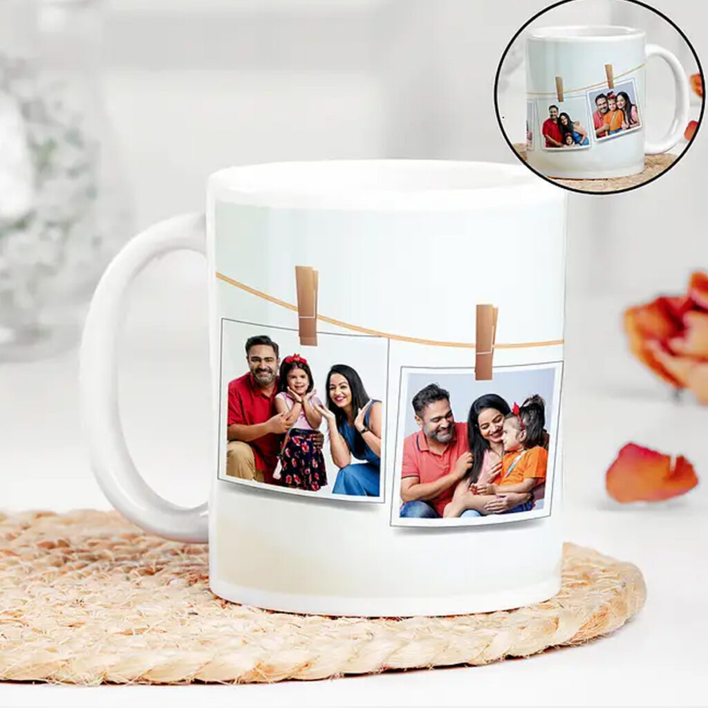 Personalised Memory Mug with five custom photos and recipient name