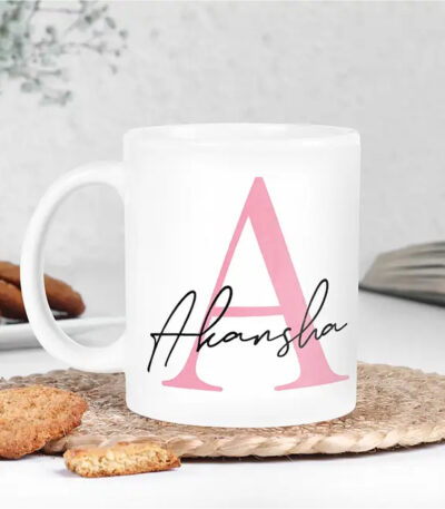 Personalised white ceramic Name Impressions Mug with custom recipient name