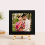 Personalized 4x4 Inch Photo Frame with Wooden Stand - Image 2