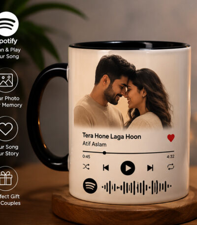 Personalised Mug of Love Notes with custom photo and scannable song design