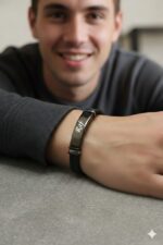 Custom Engraved Leather Bracelet Rakhi - Image 2