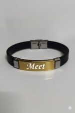 Custom Engraved Leather Bracelet Rakhi - Image 3