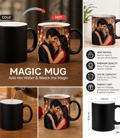 Personalised Couple Magic Mug with custom photo and heat-reveal colour-changing effect