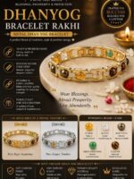 Dhan Yog crystal bracelet with premium stainless steel links and decorative gemstone-inspired accents in gold and silver finishes.